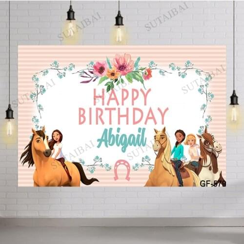 Spirit Horse Photography Backdrop Kids 1st Birthday Baby Shower Grassland Photo Background Green Vinyl Photo Booth Props