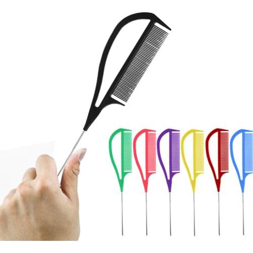 Hairdressers Barbers Metal Pin Tail Comb Rat Tail Comb For Styling 7 Colours Heat Resistant Fine Cutting Highlight Foiling Combs