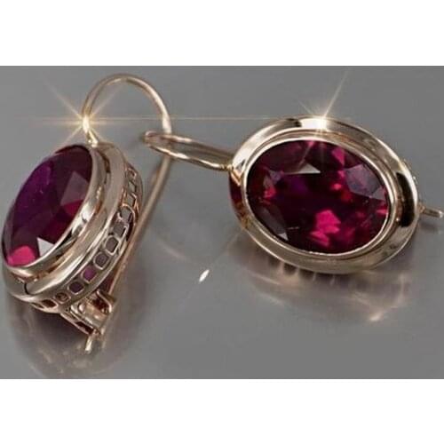 Exquisite Earrings Fashion Jewelry 18 K Yellow Gold Filled Jewelry Natural Red Ruby Diamond Gemstones Birthstone Bride Princess