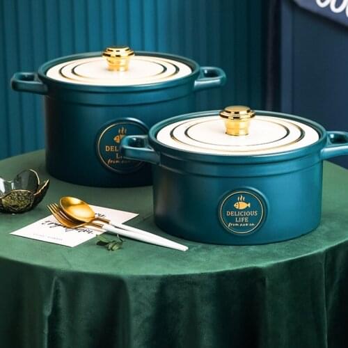High temperature resistance home stewing pot Nordic thickened ceramic gas soup stove fashion light luxury cooking tool with lid
