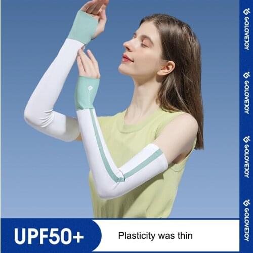 Summer Ice Silk Sunscreen Stripe Women Arm Sleeves Sun Protection Driving Arm Guards UV Protection Hand Sleeves