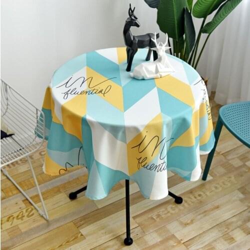 Linen Tablecloth household modern simple round table cloth oil proof waterproof restaurant household round table tablecloth prin