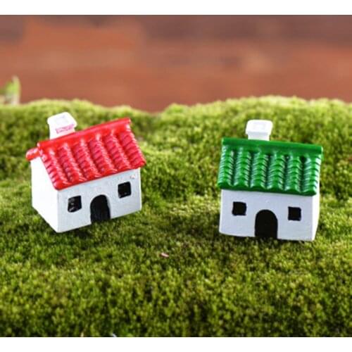 ZOCDOU 1 Piece Small Old House Classic Building Model Statue Little Figurine Crafts Figure Ornament Miniatures DIY Home Decor