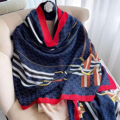 Fashion Chain Printed Cotton Long Scarf Travel Warm Shawl Soft Linen Scarfs Muslim Women Hijab Designer Lange Wraps Hoofd Sjaal