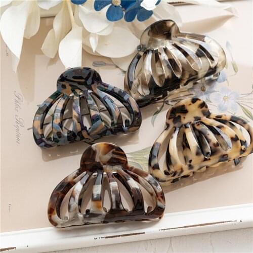 Fashion Big Acetate Hair Claw Clips Women Girls Acrylic Marbling Hollow out Large Ponytail Holder Hair Clamp Hair Accessories