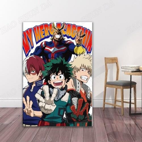 My Hero Academia Poster Japanese Anime Wall Hanging Pictures canvas poster hd print wall Cool Decor for Boys Bedroom Frame