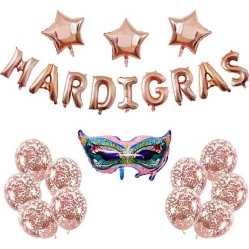 Mardi Gras Decoration Kit, Mardi Gras Banner Balloons Pink Mask Balloon Mardi Gras Theme Party Accessory