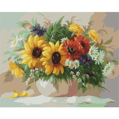 Sunflower Flower DIY 11CT Embroidery Cross Stitch Kits Needlework Craft Set Printed Canvas Cotton Thread Home Sale