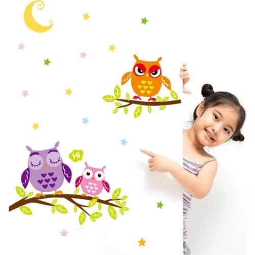 Wallpaper Sticker Happy Removable Waterproof Cartoon Animal Owl Wall Sticker Kids Home Decor Wallpapers For Living Room