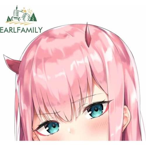 EARLFAMILY 13cm x 10.7cm for Darling In The FranXXX Zero Two Motorcycle Car Stickers Decal Personality Bumper Car Assessoires