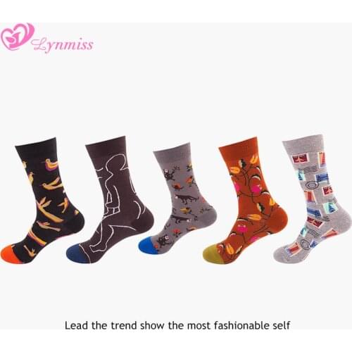 Lynmiss Autumn Winter Mens Socks Harajuku Women Couple Socks Casual Absorb Sweat Cotton Street Hip Hop Men Socks For Women Men