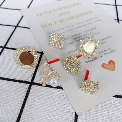 DIY wholesale accessories copper hanging plating simple geometry inlaid drill pearl earrings earrings material accessories