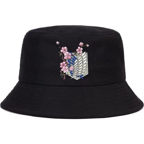 Japanese Anime Attack on Titan Summer Hat Women Men Panama Bucket Cap The Design Flat Visor Harajuku Bucket Hat Fisherman Hats