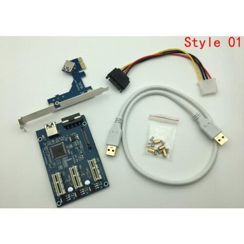 PCI-E 1X Expansion Kit 1 to 3 Port and to 4 PCI Express Switch Multiplier Expander Hub Riser Expansion Card for BTC Miner Mining
