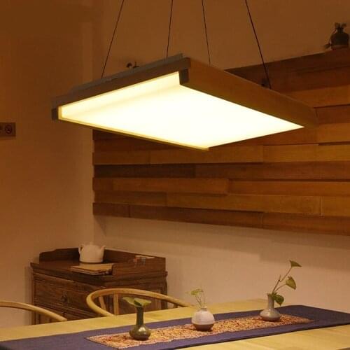 Rectangular square wood LED ceiling lamp creative high-level hotel living room bedroom office lighting LED ceiling lamp m