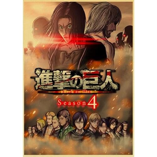 Attack On Titan Retro Anime Poster And Prints Classic Superhero Canvas Painting HD Home Bar Bedroom Decoration Wall Art Pictures