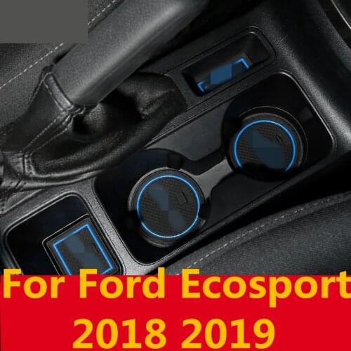 Rubber mat door mat anti-slip Cup pad Interior decoration accessory styling Gate slot pad Interior For Ford Ecosport 2018 2019
