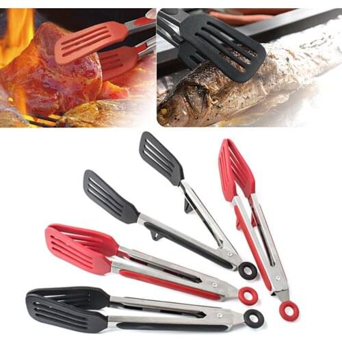 Silicone BBQ Grilling Tong Kitchen Cooking Salad Bread Serving Tong Non-Stick Barbecue Clip Clamp Stainless Steel Tools Gadgets