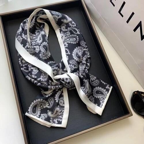 2021 spring Korean version of all-match women scarf silk hand-feel double-sided printing scarf thin section scarf 15x150cm