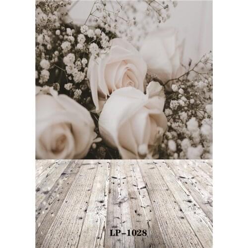 Vinyl Custom Photography Backdrops Prop Flower and Wooden Planks Theme Photography Background #0094