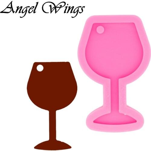 Wine Glass Keychains Silicone Molds DIY Necklace Jewelry Shiny Epoxy Resin Mould DY0565