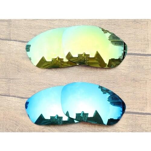 Vonxyz 2 Pairs Ice Mirror & 24K Mirror Polycarbonate Replacement Lenses for-Oakley Straight Jacket 2007 Frame