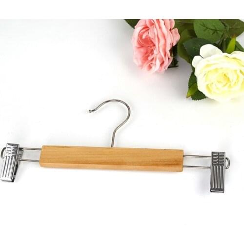 High-grade Trousers Clips Wooden Pants Rack for Children Clothing Store High Quality Adjustable Clothes Hanger