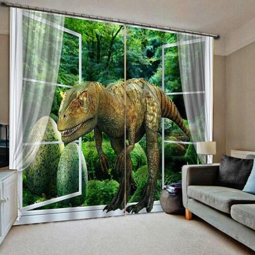 Green scenery 3d curtain animal new bay window balcony thickened windshield blackout curtains