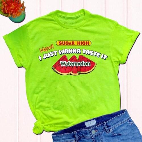 I Love Watermelon Graphic Print T shirt For Female Summer Short Sleeve Casual Top Cotton Loose Crewneck Cute Shirts Women Brand