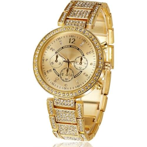 2021 High Quality CUSSI Full Rhinestones Fashion Women Dress Watch Gold Luxury Ladies Wristwatches Female Atmos Montres Femme