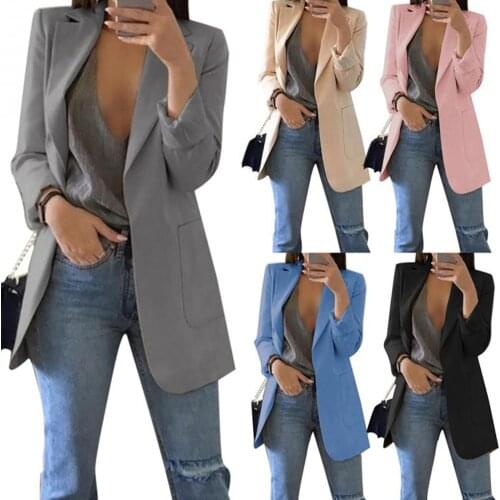 Fashion Solid Color Lapel Long Sleeve Business Women Blazer Coat Suit Jacket Female Outerwear blazers Outerwear high quality