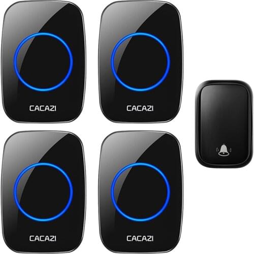 CACAZI Home Wireless Self-powered Doorbell No Battery Call Ring Bell US EU UK Plug 1 Transmitter 4 Receiver 60 Chimes 0-110 dB