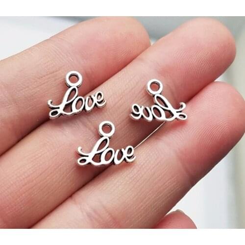 100pcs/lot--13x10mm, love chams, Antique silver plated Word Love charms,DIY supplies, Jewelry accessories