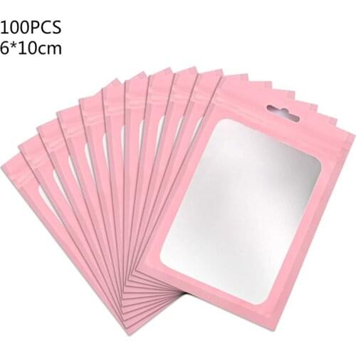 100pcs Resealable Flat Ziplock Candy Bag Reusable Food Snacks Nuts Cookies Foil Waterproof Container Packaging Pouch