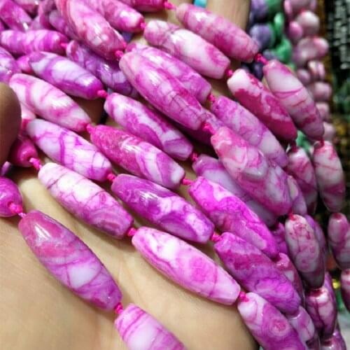 12PCS New Semi Precious Stone Drum Shape 10x30MM Women Chorker Necklace Making More Lovely Beads Collections Knotted Each Beads