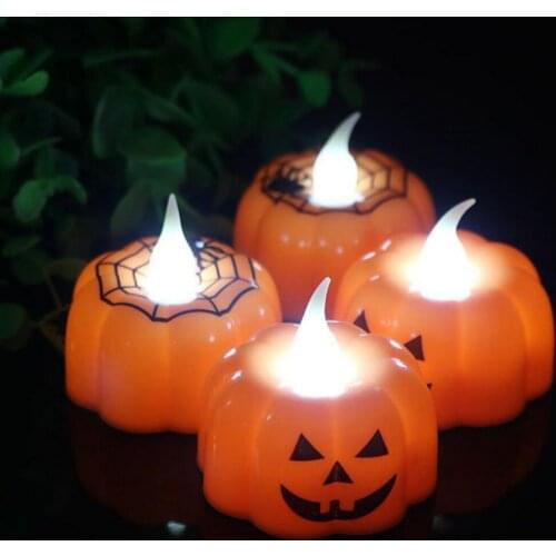 12PCS Halloween Pumpkin Candle LED Light Night Lights Flameless Lantern Halloween Decoration For Home Halloween Party Supplies