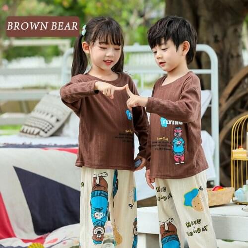 Cartoon Dear Childrens Pajamas Sets Teens Girls Clothes 2pcs 2021 Fashion Long Sleeved Sleepwear Kids Babys Casual Homewears