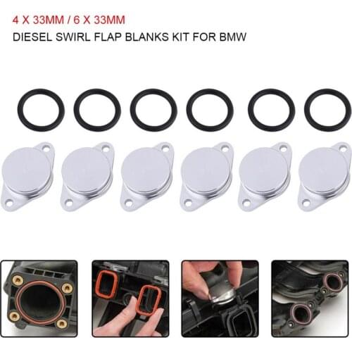 4/6pcs Diesel Swirl Flap Blanks Replacement Bungs with O-ring for BMW 320d 330d 520d 525d 530d 730d SI-A0137 Metal 33mm