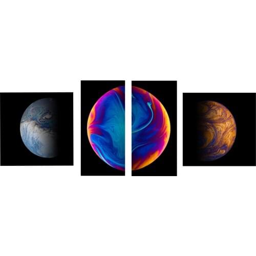 4 pieces Modern painting HD pictures colorful star planet map earth map on oil canvas for home decor and wallpaper