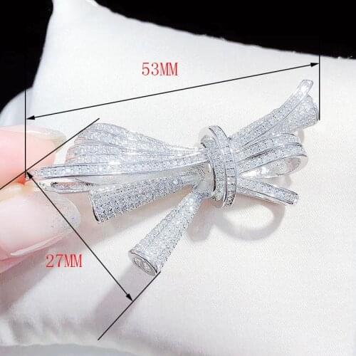 53x27mm Womens High Qualit bow CZ-inlaid Buckle Brooch