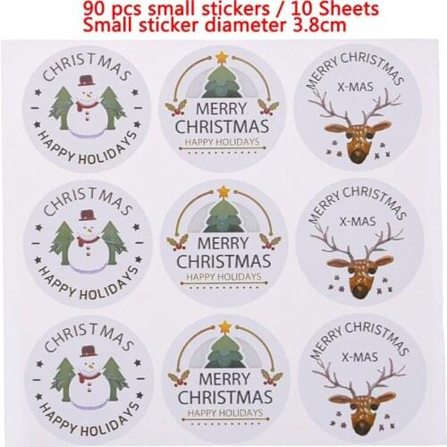 90pcs Merry Christmas Seal Stickers Snowman Labels DIY Xmas Gift Box Stickers