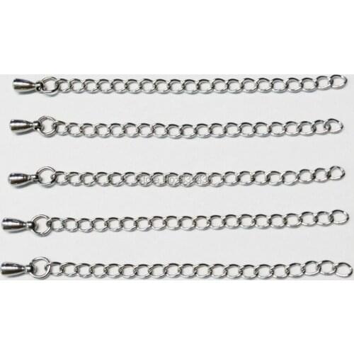 Free Shipping 2mmx5cm stainless steel necklace extend chain have small tail Pendant accessories part Jewelry DIY extender 100pcs