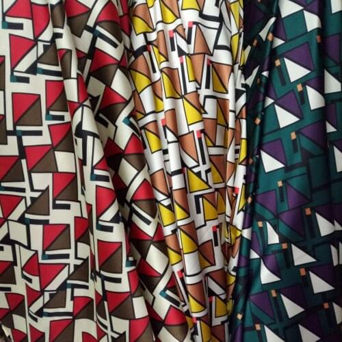 Qualified Crepe Satin Geometric Style Charmeuse Slippy Dress blouse Fabric Glossy Satin Polyester Tissue Ribbon Material 1 yard