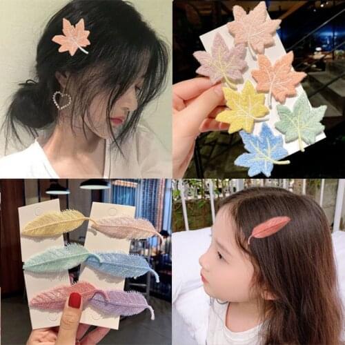 Maple Leaf Hairpin Womens New Fashion Velcro Hairpin Sweet Simple Colorful Candy Stick Headdress Hair Accessories 2021