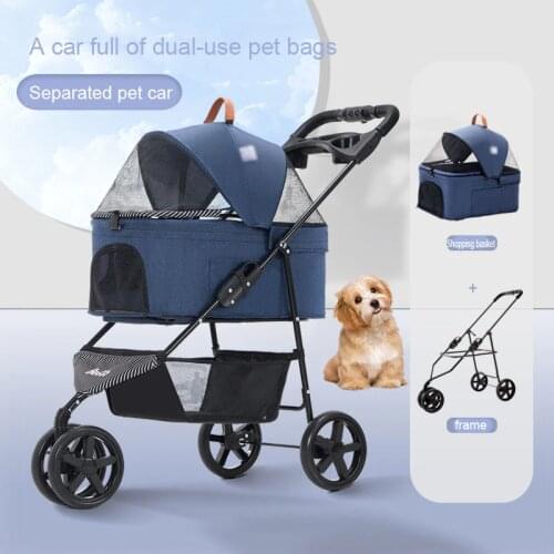 Pets Accessories Small And Medium Sized Pet Stroller Carrier For Dogs Separation Of Car And Bag Three Wheel Universal Dog Cart