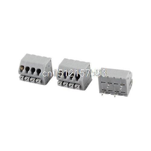 3 Pieces 3.5mm 4 Pins PCB Mount Screwless Spring Terminal Blocks 400V 2A