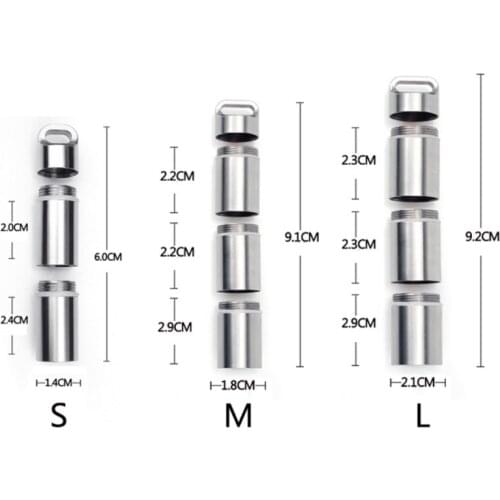 EDC Pill Medicine Storage Container Multi Grid Stainless Steel Sealed Waterproof Leak Proof Holder Hanging Box Outdoor Camping