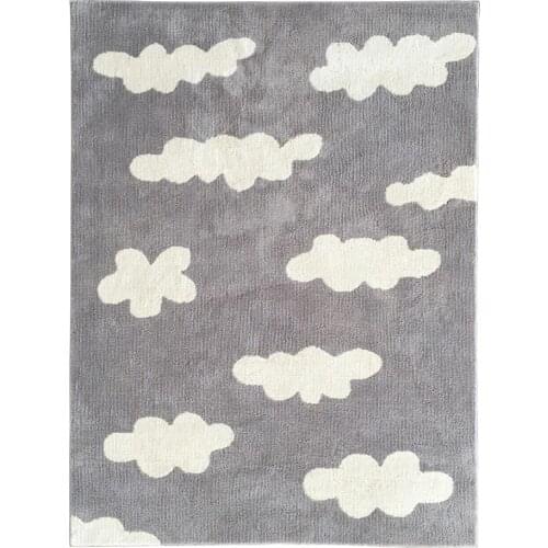 Gray White Cloud Pattern Carpet Kids Room Rug Cotton Bedside Carpet Cute Room Decor Nursery Living Room Baby Play Mats Washable
