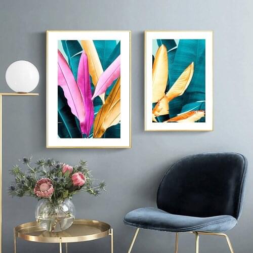 Colorful Leaves Wall Art Canvas Painting Simple Style Plant Nordic Posters and Prints Decor Picture Modern Home Decoration