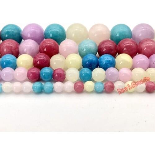 Natural Stone Multi-color Jades Chalcedony Beads Round Loose Beads 4 6 8 10 12mm For DIY Necklace Bracelet Jewelry Making
